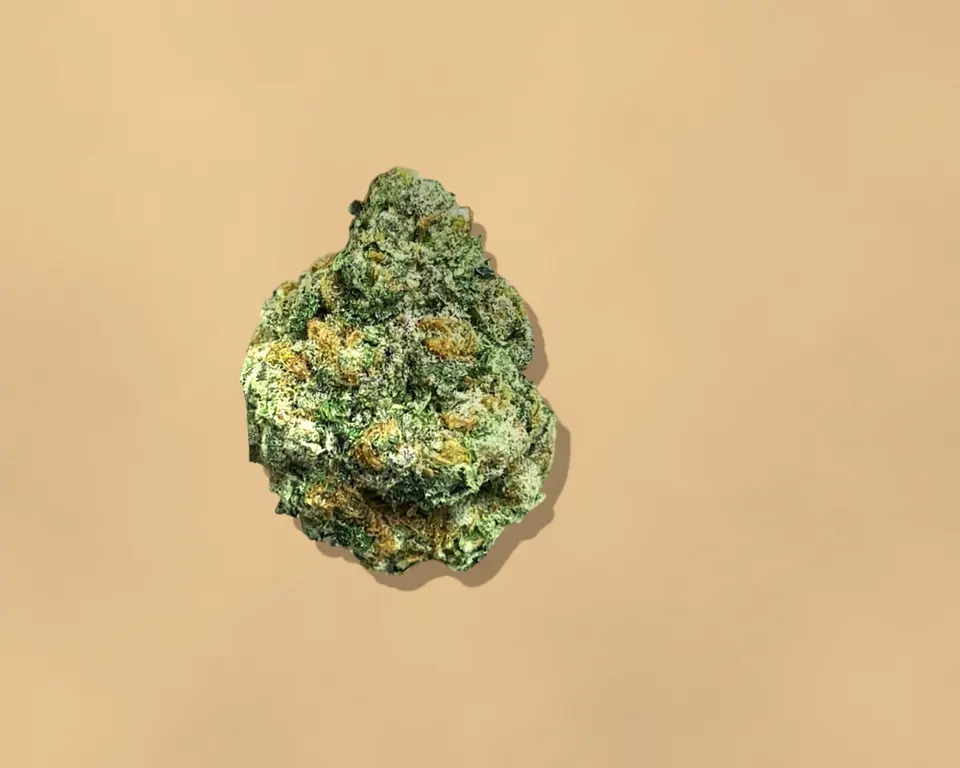 E-85 THCA flower on kraft paper, indoor